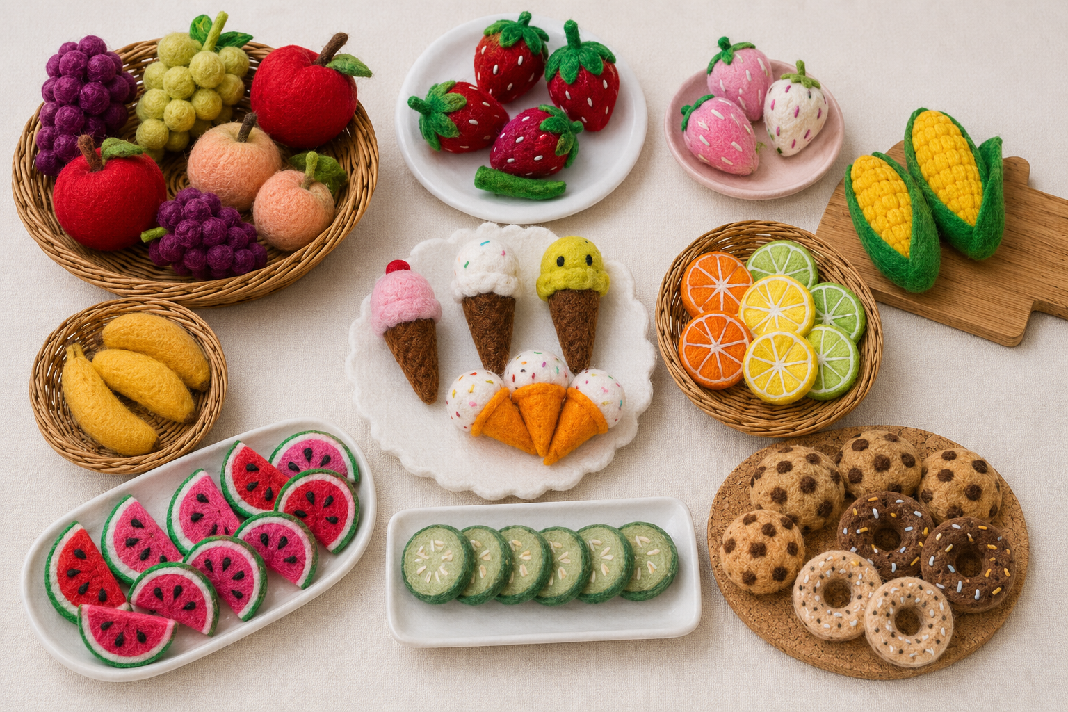 wool felt fruits and veggies